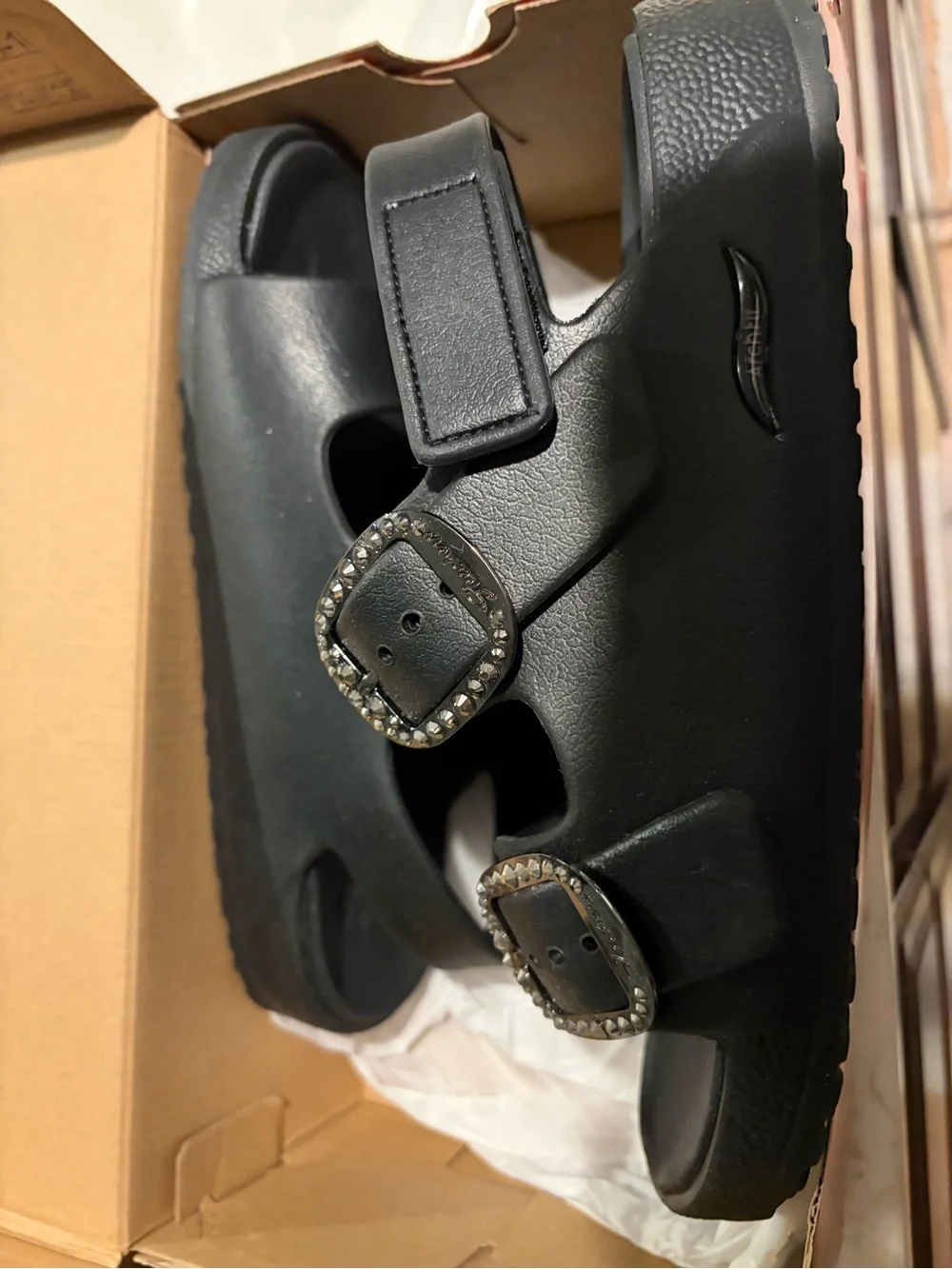 Women’s Skechers Brand New w/Tags Black Double-Buckle Comfort Sandals Size 9